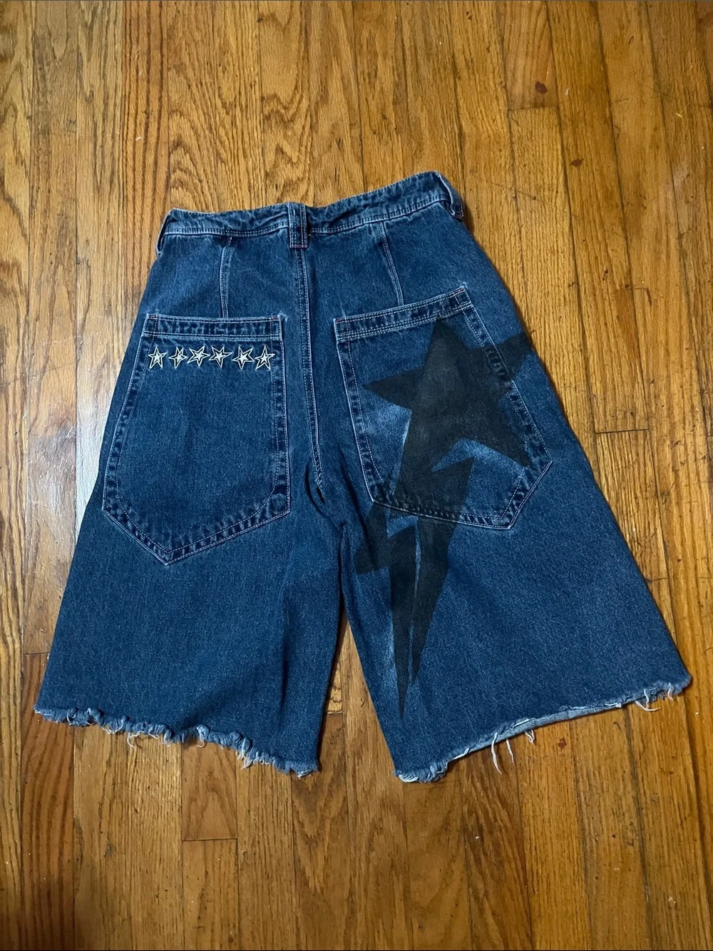 Alab Expand Your Mind Denim Long Star Skater Shorts Size 2